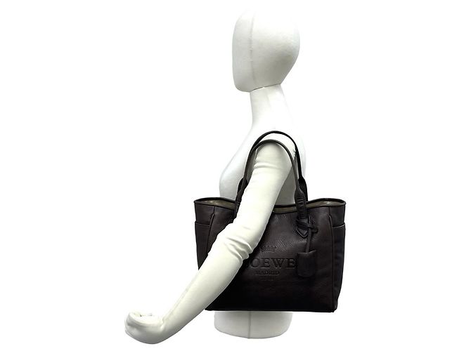 Loewe Heritage Leder-Tote-Bag mit Gravur-Logo Braun - Ansicht 2