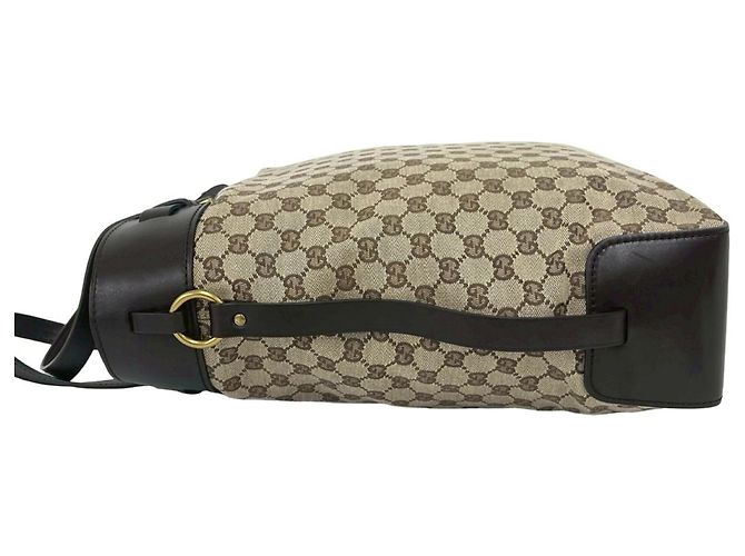 Borsa Tote Gucci in tela marrone e pelle - vista 5