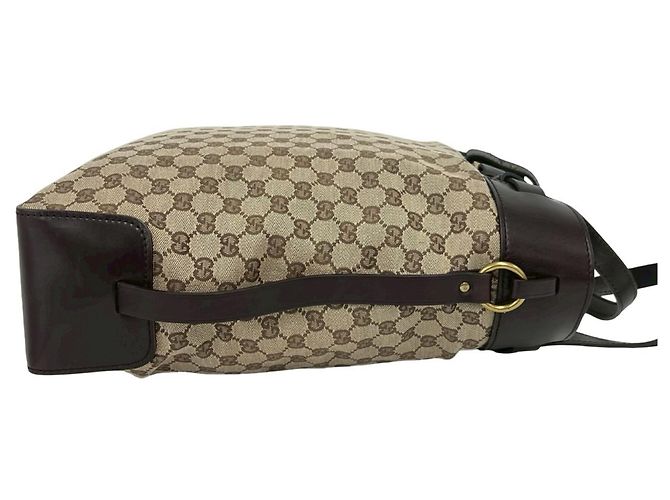 Borsa Tote Gucci in tela marrone e pelle - vista 6