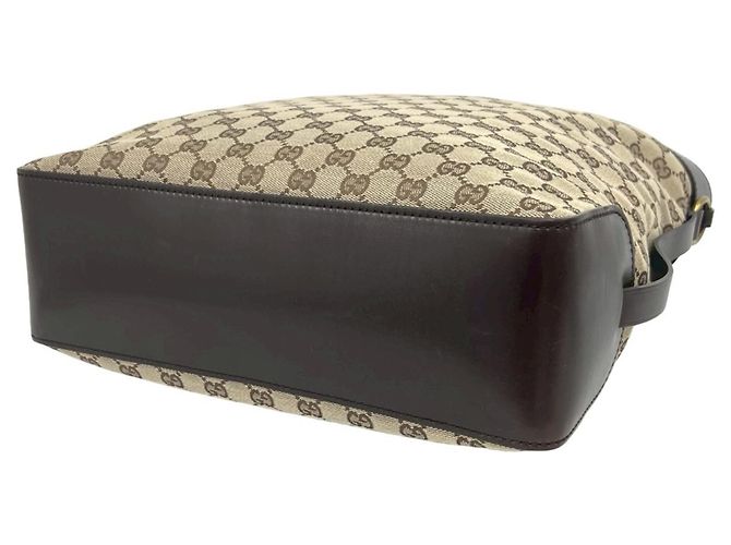 Borsa Tote Gucci in tela marrone e pelle - vista 8