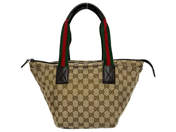 Mini borsa tote Gucci Sherry Line GG Logo Marrone Rosso Verde - vista 3