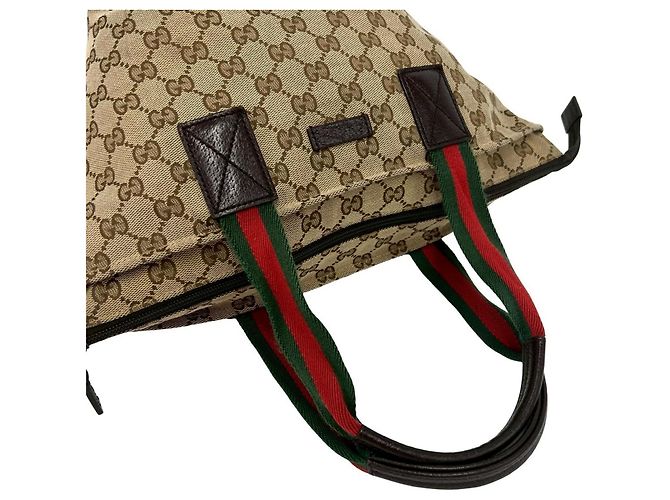 Mini borsa tote Gucci Sherry Line GG Logo Marrone Rosso Verde - vista 4