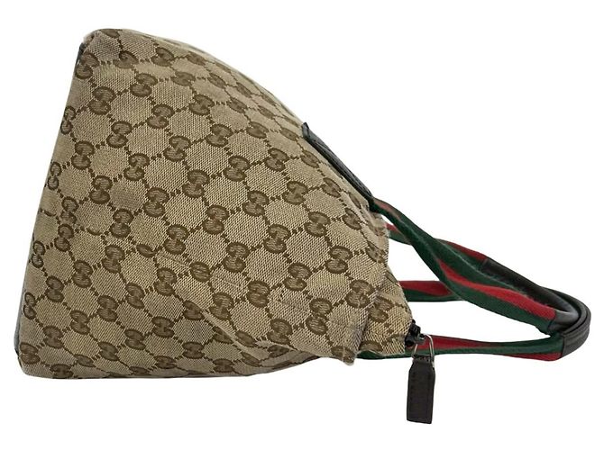 Mini borsa tote Gucci Sherry Line GG Logo Marrone Rosso Verde - vista 6