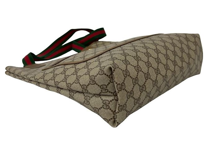 Borsa Tote Gucci Vintage Sherry Line Marrone Rosso Verde - vista 7