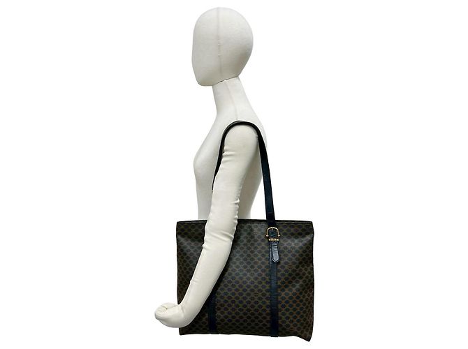 Céline Borsa Tote Celine Macadam Blazon Triomphe Logo Marrone Nero - vista 2