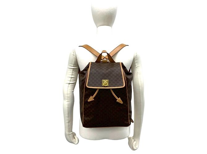 Céline Celine Vintage Hardware Macadam Pattern Lederrucksack Braun - Ansicht 2