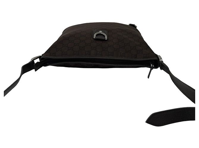 Borsa a tracolla Gucci Abbey GG Nylon e pelle Marrone - vista 4