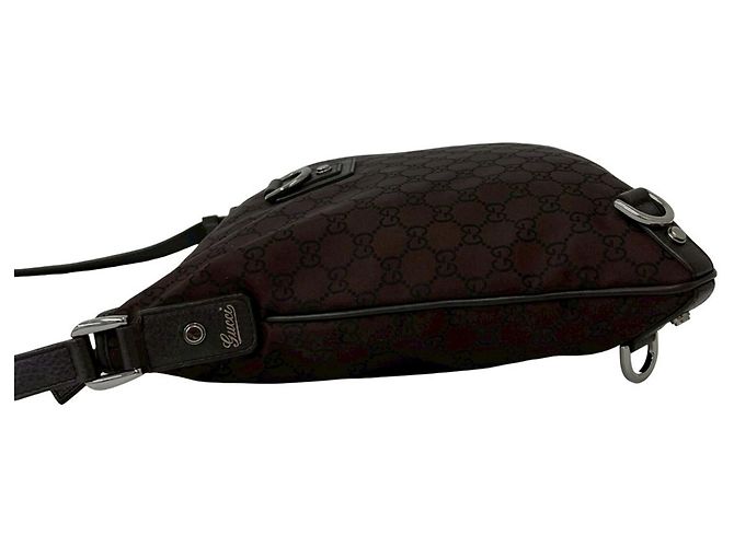 Borsa a tracolla Gucci Abbey GG Nylon e pelle Marrone - vista 5