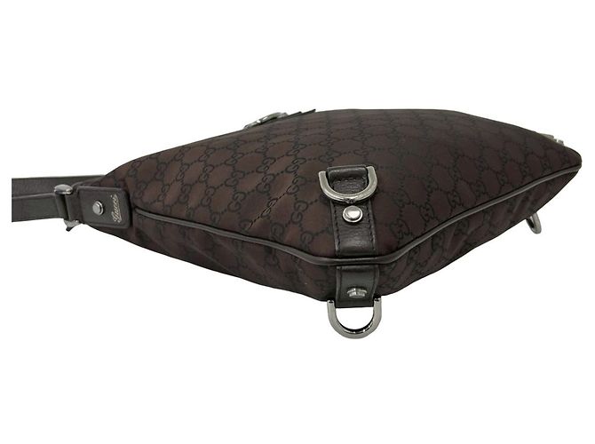 Borsa a tracolla Gucci Abbey GG Nylon e pelle Marrone - vista 7