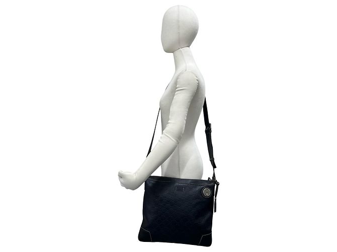Borsa a tracolla in pelle Gucci Guccissima Blu navy - vista 2