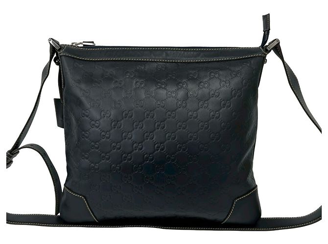 Borsa a tracolla in pelle Gucci Guccissima Blu navy - vista 3