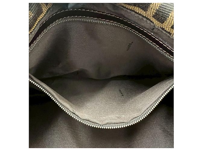 Borsa Tote a Spalla Semi Fendi Vintage Zucca Pattern FF Marrone Nero - vista 10
