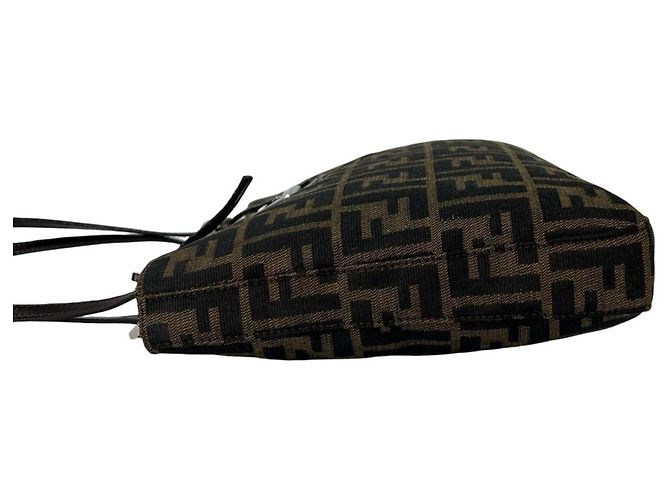 Borsa Tote a Spalla Semi Fendi Vintage Zucca Pattern FF Marrone Nero - vista 5