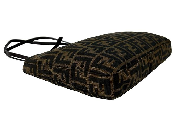 Borsa Tote a Spalla Semi Fendi Vintage Zucca Pattern FF Marrone Nero - vista 7