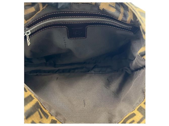Borsa Tote a Spalla Semi Fendi Vintage Zucca Pattern FF Marrone Nero - vista 9