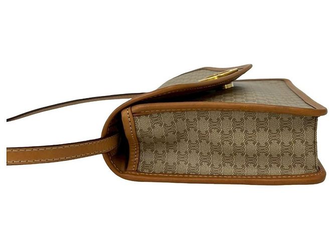 Céline Celine Vintage Circle Logo Hardware Macadam Pattern Schultertasche Braun Beige - Ansicht 5