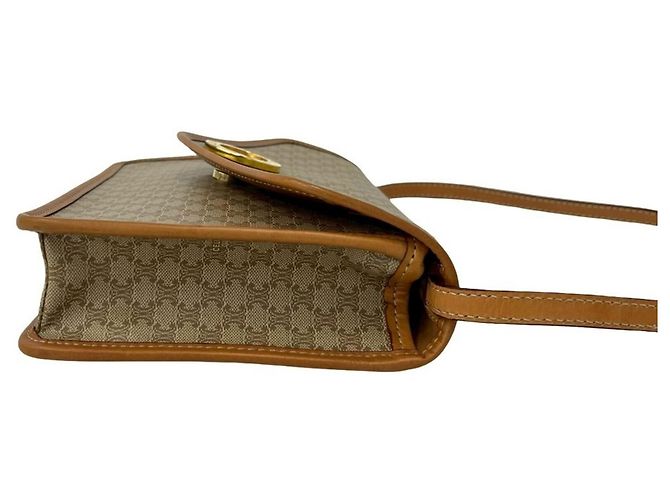 Céline Celine Vintage Circle Logo Hardware Macadam Pattern Schultertasche Braun Beige - Ansicht 6