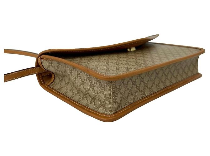 Céline Celine Vintage Circle Logo Hardware Macadam Pattern Schultertasche Braun Beige - Ansicht 7