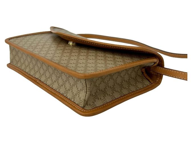 Céline Celine Vintage Circle Logo Hardware Macadam Pattern Schultertasche Braun Beige - Ansicht 8