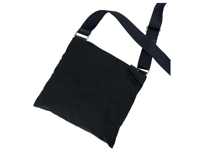 Borsa a tracolla in nylon Tessuto con placca logo Triangle Prada Nero - vista 3