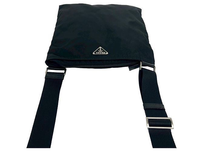 Borsa a tracolla in nylon Tessuto con placca logo Triangle Prada Nero - vista 4