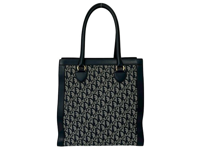 Borsa Tote Christian Dior motivo Trotter blu navy - vista 3