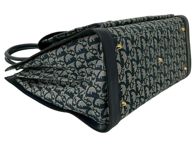 Borsa Tote Christian Dior motivo Trotter blu navy - vista 7