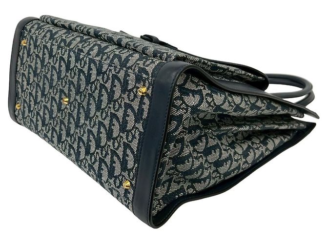 Borsa Tote Christian Dior motivo Trotter blu navy - vista 8