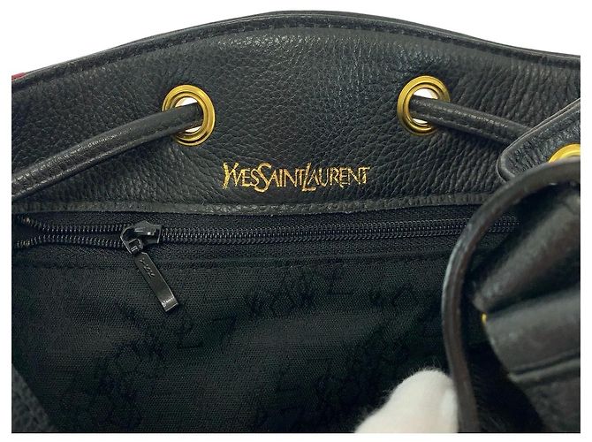 Yves Saint Laurent Diamond Cut Leder-Beuteltasche Schwarz Bordeaux - Ansicht 2