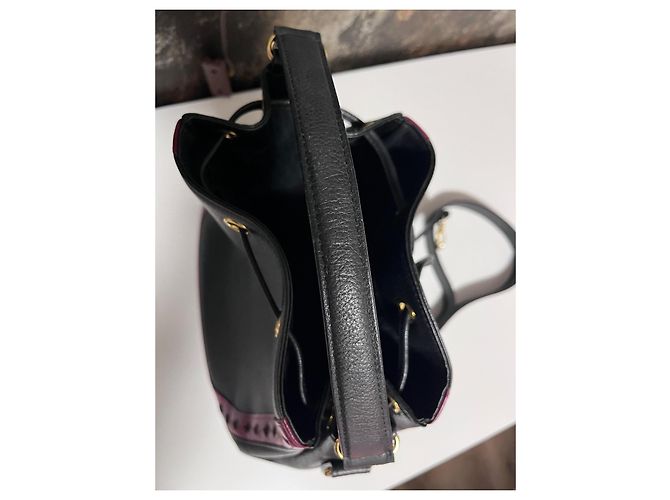 Yves Saint Laurent Diamond Cut Leder-Beuteltasche Schwarz Bordeaux - Ansicht 3