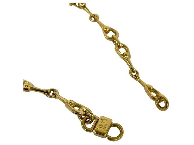 Céline Celine Triomphe Logo gravierte vergoldete Langarmkette Golden - Ansicht 4