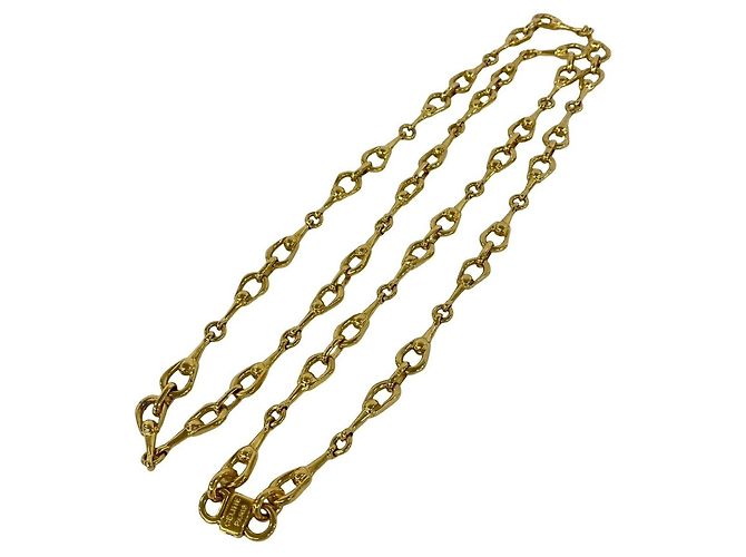 Céline Celine Triomphe Logo gravierte vergoldete Langarmkette Golden - Ansicht 5