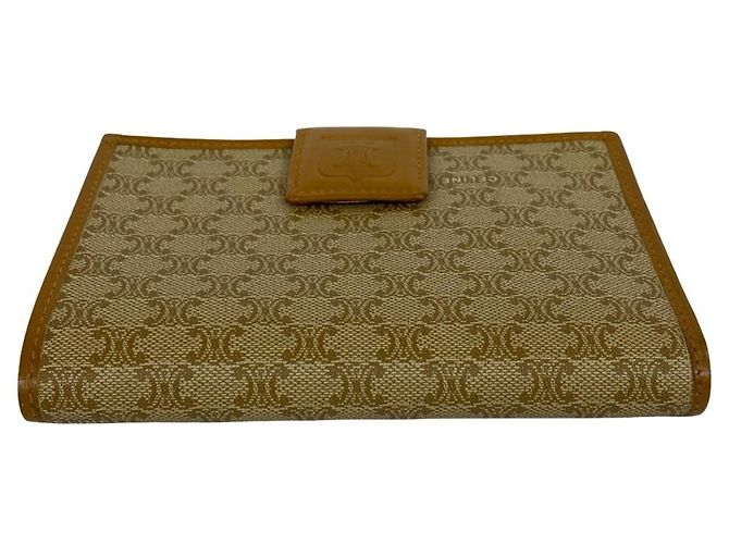 Céline Celine Vintage Macadam Blazon Logo Pattern Bi-fold Wallet Brown Beige - view 6