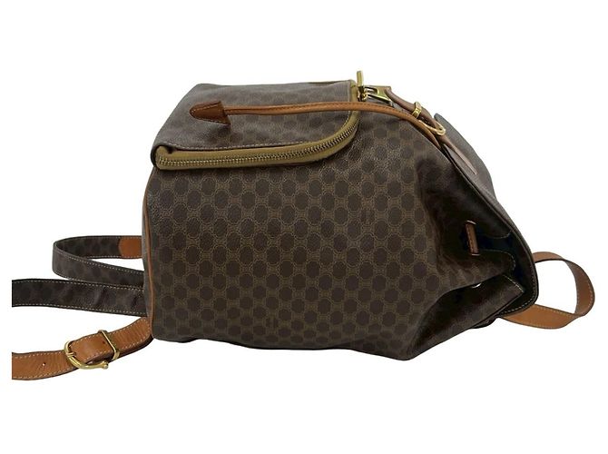 Céline Celine Vintage Macadam Blazon Pattern Leather Backpack Brown - view 6
