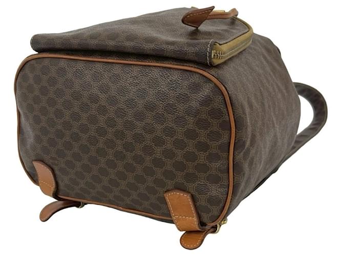 Céline Celine Vintage Macadam Blazon Pattern Leather Backpack Brown - view 8