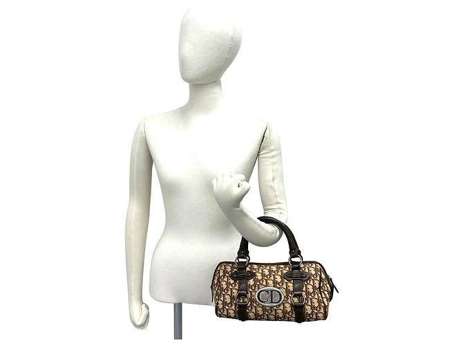 Mini borsa Boston in tela marrone e pelle Christian Dior - vista 2