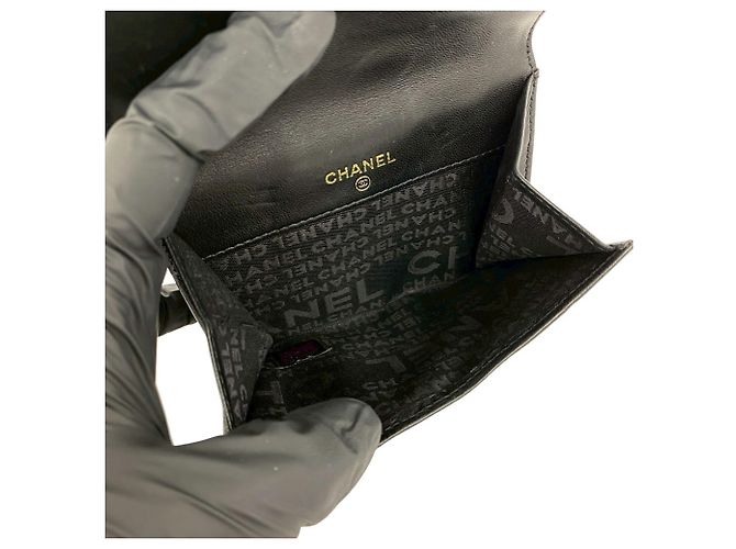 Chanel Icon Coco Mark Hardware Lammfell-Bifold-Wallet Schwarz - Ansicht 10