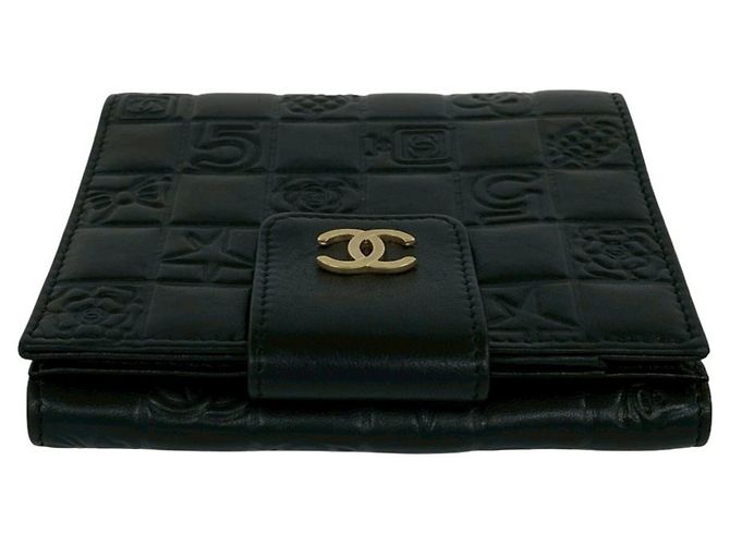 Chanel Icon Coco Mark Hardware Lammfell-Bifold-Wallet Schwarz - Ansicht 3