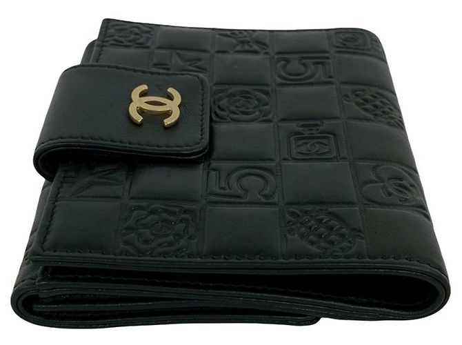 Chanel Icon Coco Mark Hardware Lammfell-Bifold-Wallet Schwarz - Ansicht 4