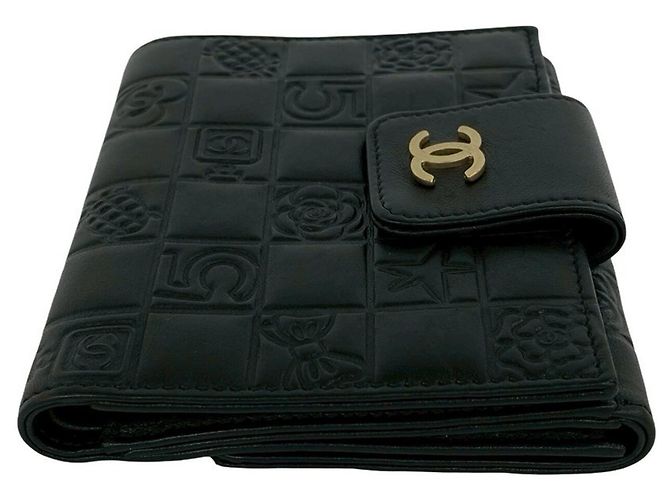 Chanel Icon Coco Mark Hardware Lammfell-Bifold-Wallet Schwarz - Ansicht 5