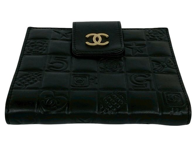 Chanel Icon Coco Mark Hardware Lammfell-Bifold-Wallet Schwarz - Ansicht 6