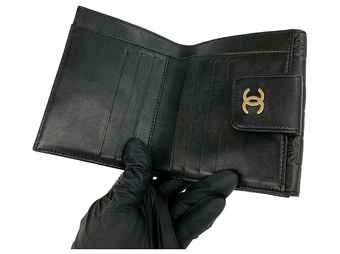 Chanel Icon Coco Mark Hardware Lammfell-Bifold-Wallet Schwarz - Ansicht 7