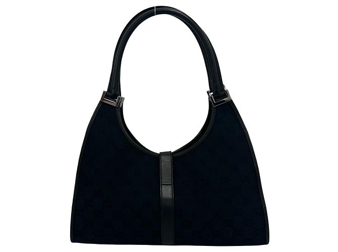 Borsa Tote GUCCI Jackie Logo Hardware GG Pattern Nero - vista 3