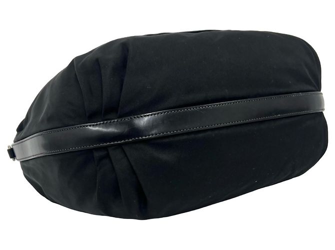 Tote Borsa a tracolla in nylon e pelle con logo in rilievo Prada Nero - vista 7
