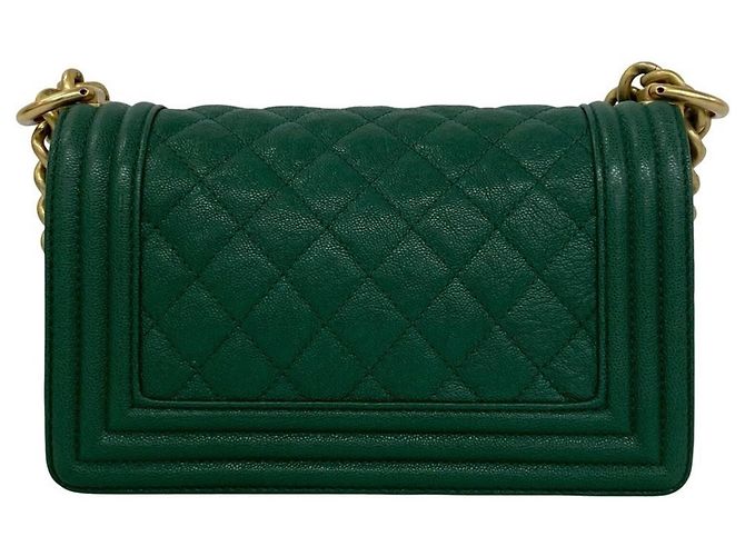 Borsa a Spalla Chanel Boy Channel Coco Mark Verde - vista 3