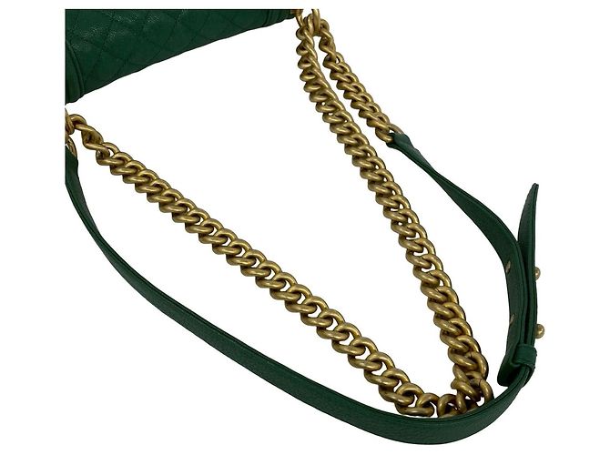 Borsa a Spalla Chanel Boy Channel Coco Mark Verde - vista 4