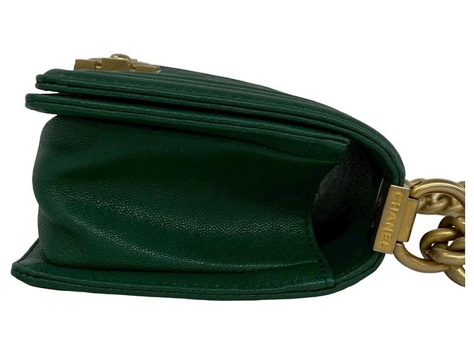 Borsa a Spalla Chanel Boy Channel Coco Mark Verde - vista 6