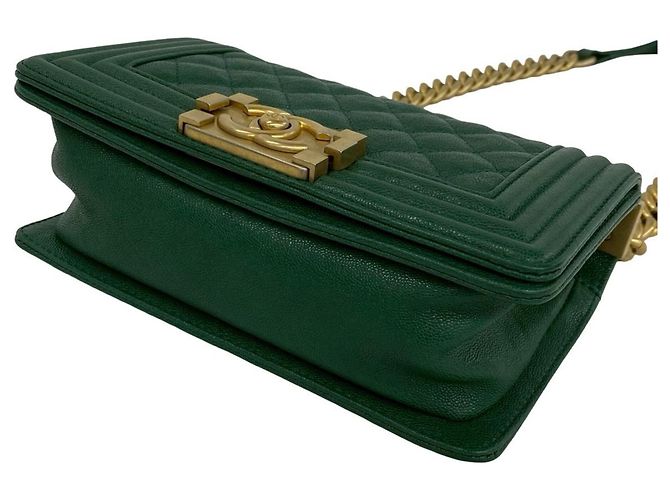 Borsa a Spalla Chanel Boy Channel Coco Mark Verde - vista 8