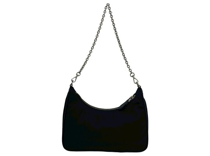 Prada Re-Edition Schultertasche mit Triangle-Logo Schwarz - Ansicht 3