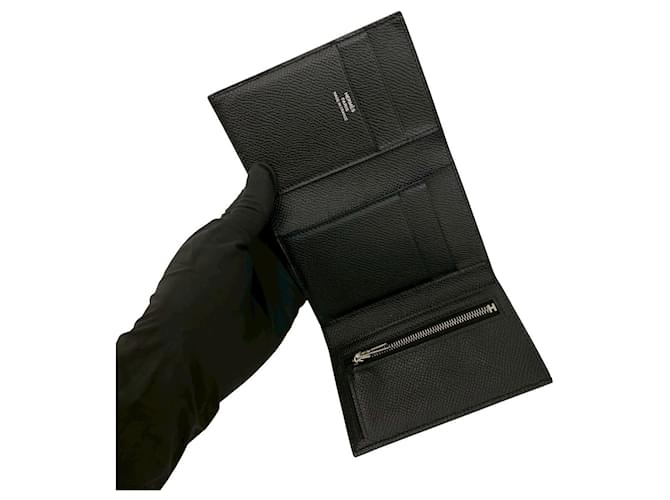 Hermès Bearn Tri-fold Wallet Schwarz - Ansicht 7
